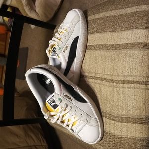 PUMA "Love" sneakers. White with black and gold. Size 7.